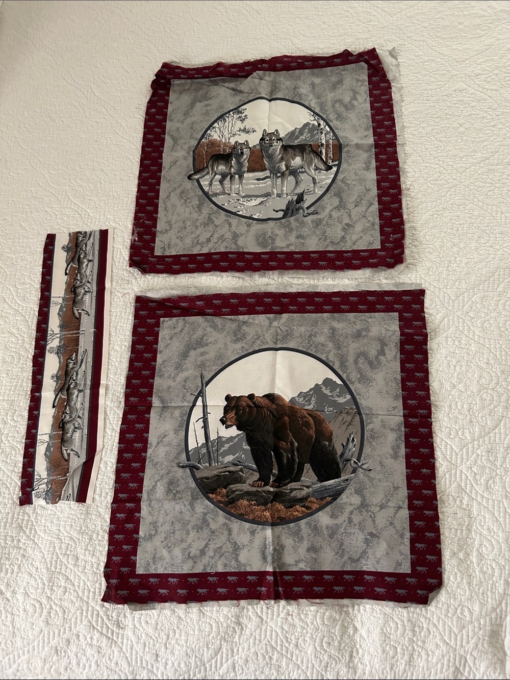 Wildlife Bear and Wolf Panel Pillow Covers